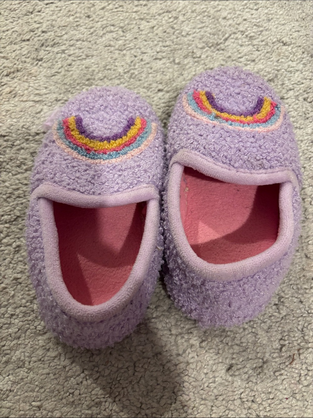 Lilac Plush Rainbow Slippers